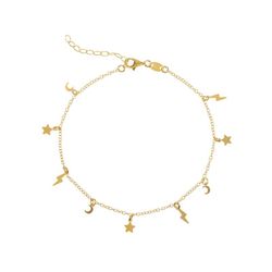 Tobillera Plata Dorada 21+5cm TO00009DO Luna Rayo Estrella