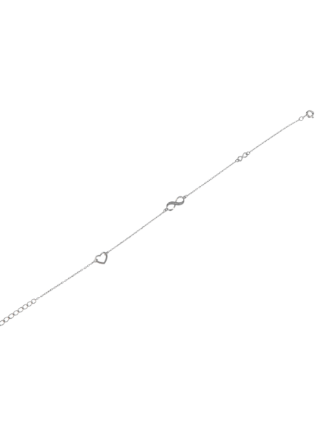 Tobillera Plata Mujer PTOB21 Corazón & Infinito
