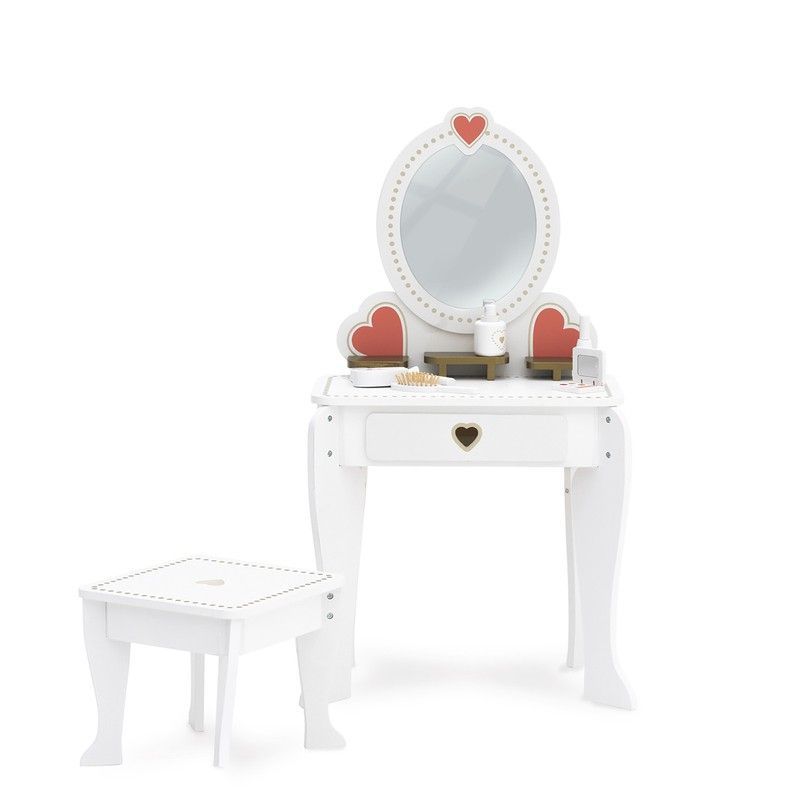 Tocador infantil de madera en blanco, 49 x 34 x 97 cm | Beauty Center