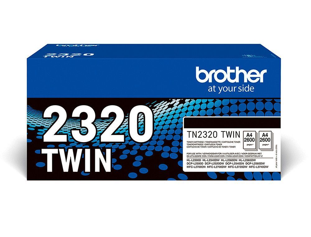 Toner brother tn-2320 dcpl2520dw /2540d/ mfcl2700dw / 2720dw / 2740dw negro 2600 paginas pack 2 unidades