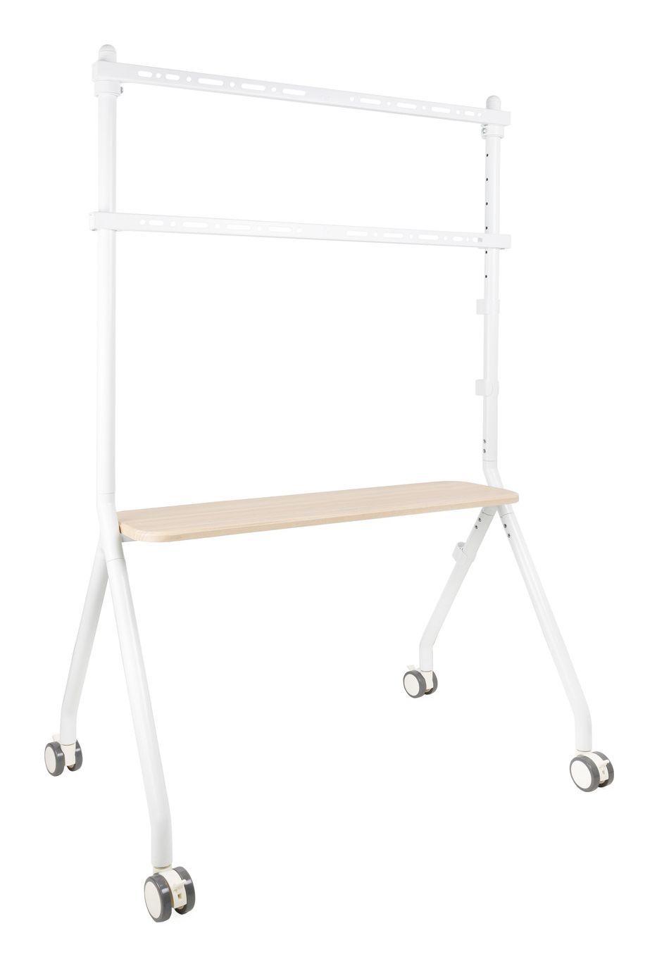TooQ iLOVE Soporte de Suelo con Ruedas para Pantalla 49"-80", Blanco y Haya