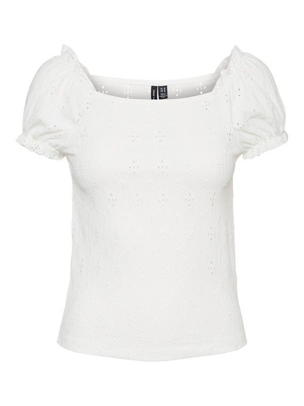 Top bordado con manga abullonada Vero Moda Snow White
