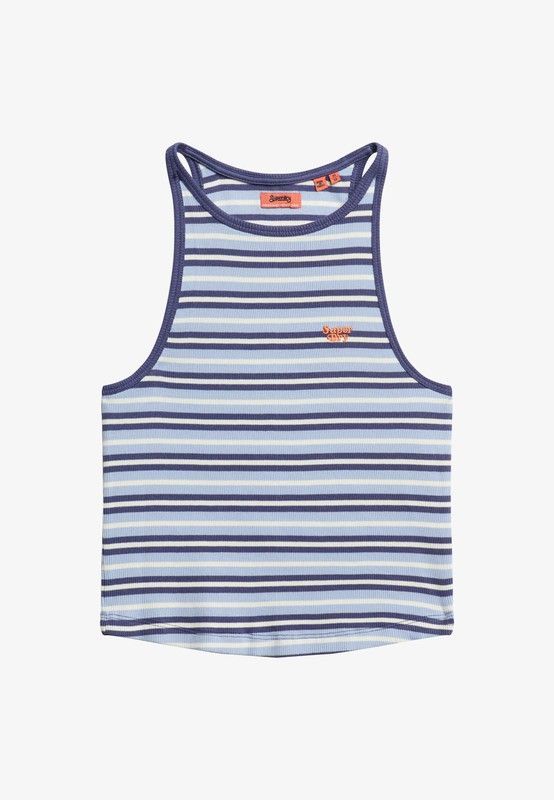 Top corto canalé rayas Superdry Blue
