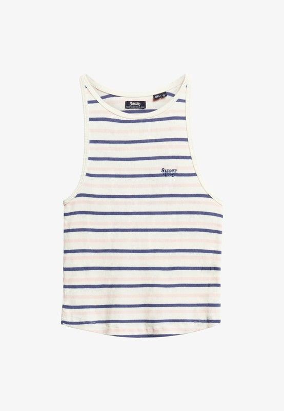 Top corto canalé rayas Superdry Navy
