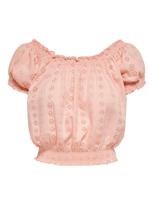 Top corto con calado floral Only Peach Whip