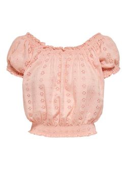 Top corto con calado floral Only Peach Whip