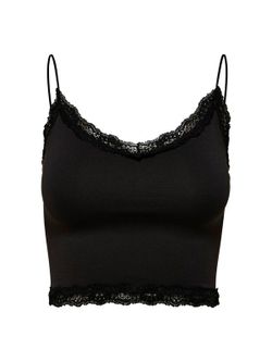 Top corto con detalle puntilla Only Black