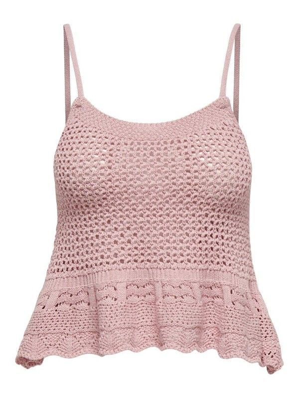 Top de punto corto de tirantes con volante Only Rose Smoke