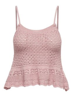 Top de punto corto de tirantes con volante Only Rose Smoke