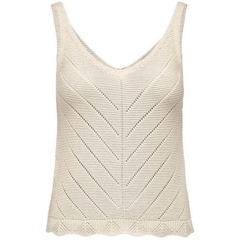 Top de punto de tirantes con calados oblicuos Only Whitecap Gray