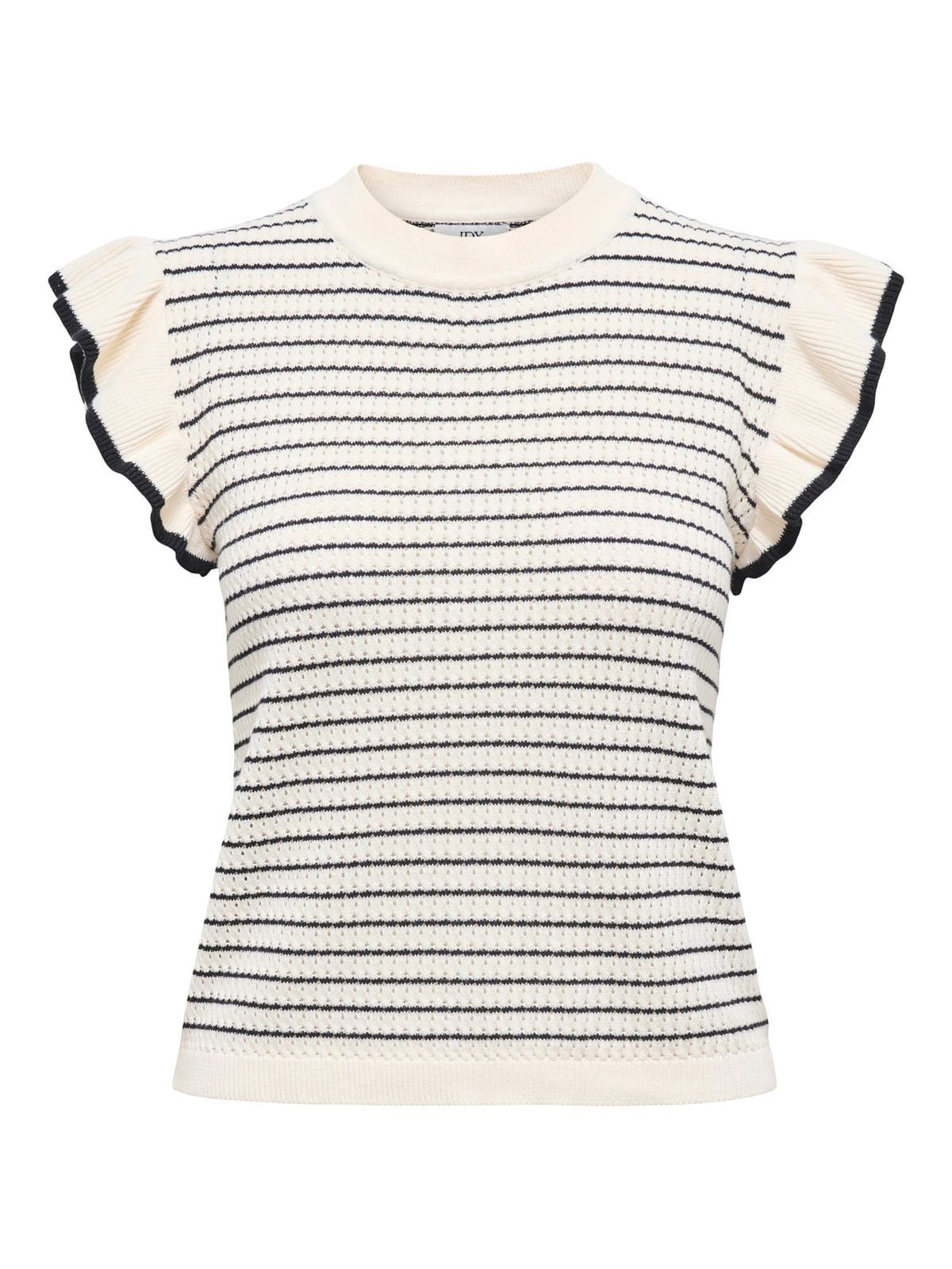 Top de punto rayas con volante Jdy Cloud Dancer