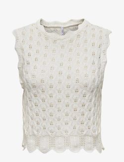 Top de punto s/m con calados Only Cloud Dancer
