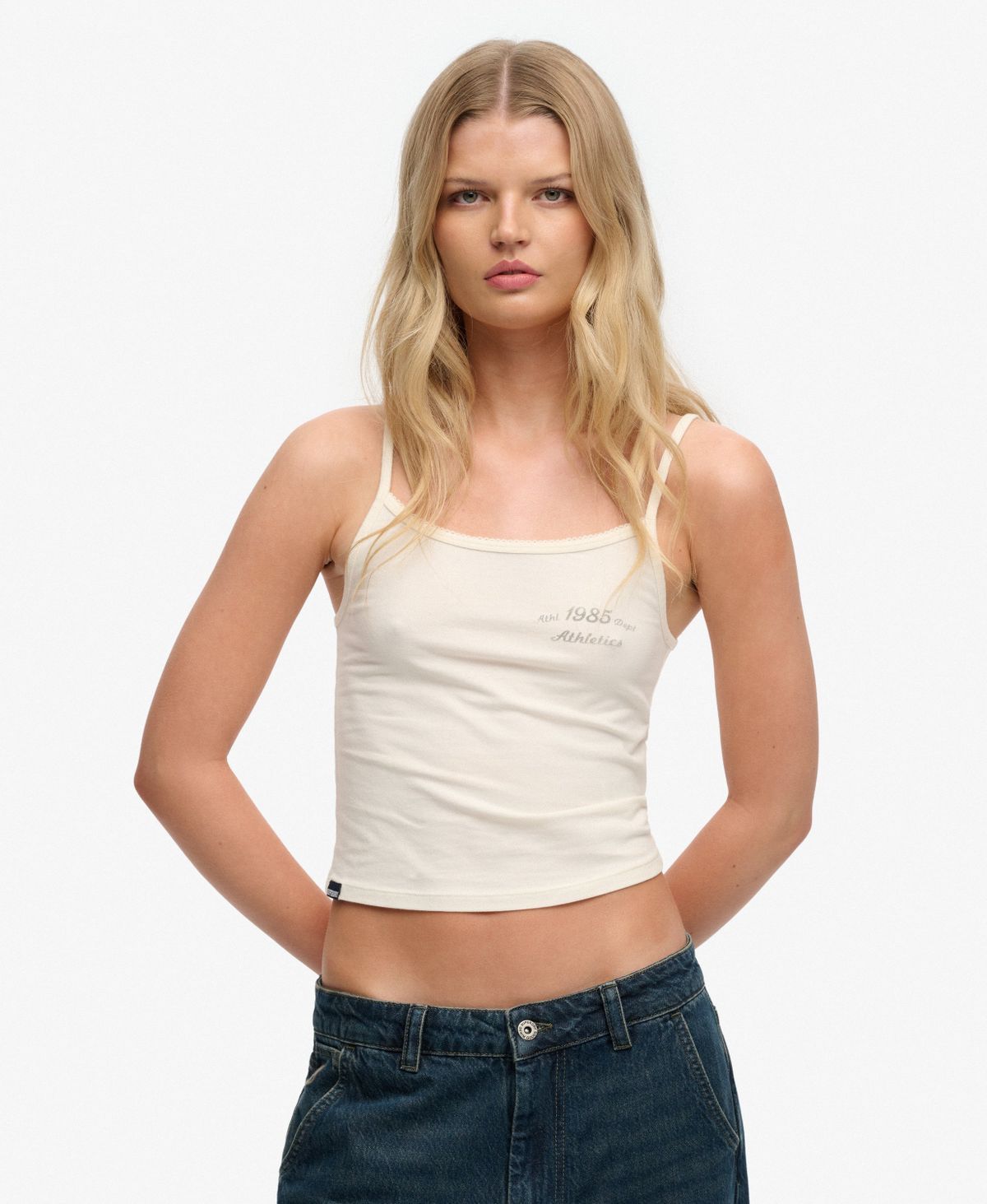 Top de tirantes corto Superdry Bone White