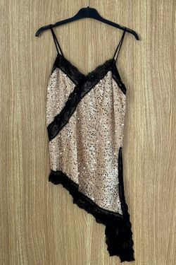 Top lencero lentejuelas crudo