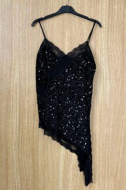 Top lencero lentejuelas negro