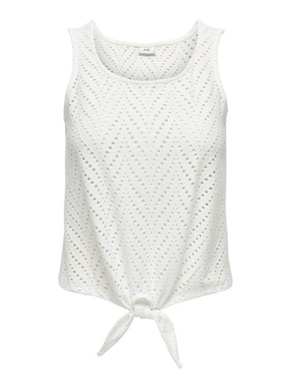 Top s/m calado con nudo Jdy Cloud Dancer