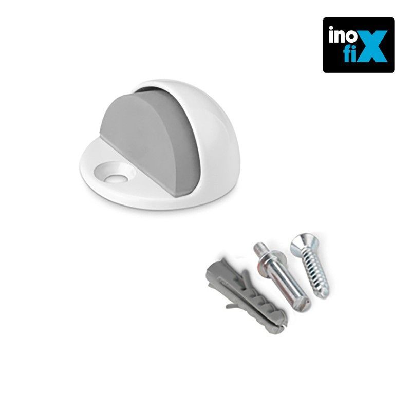 Tope puerta metalico con tornillo blanco (blister) inofix