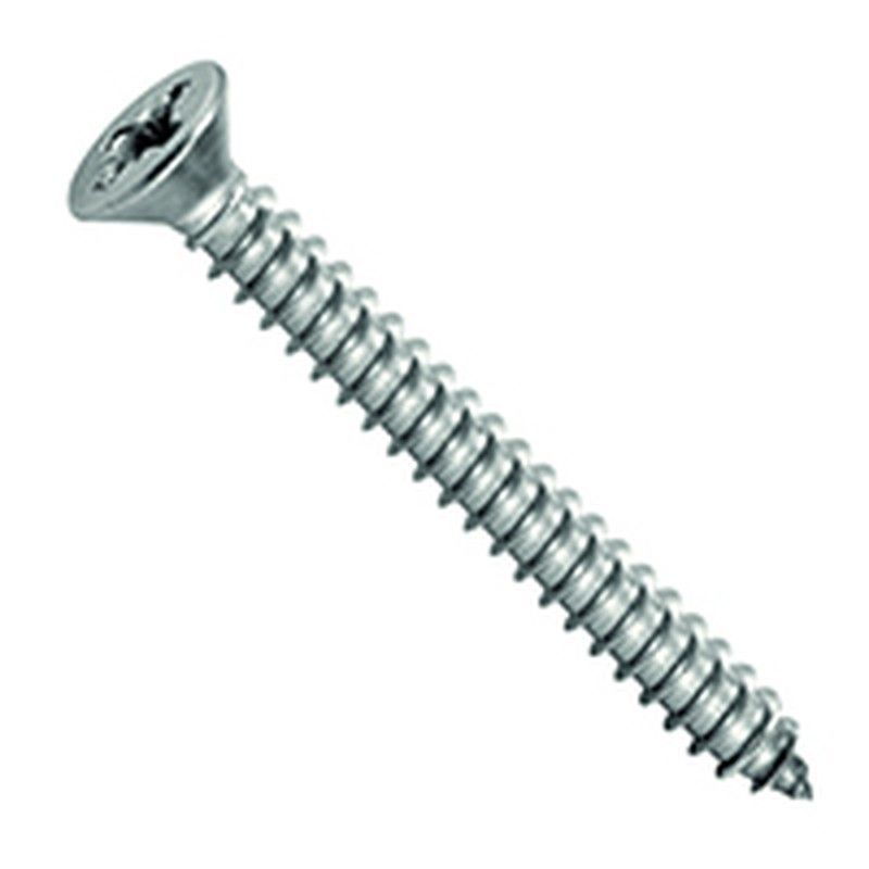 Tornillo cincado de cabeza avellanada e impronta ph con rosca para chapa según DIN 7982.