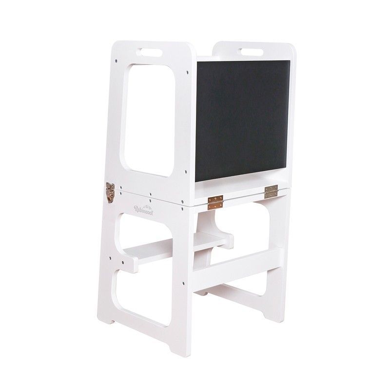 Torre de aprendizaje de madera en blanco y negro, 43 x 40 x 86,5 cm | Evolutive II