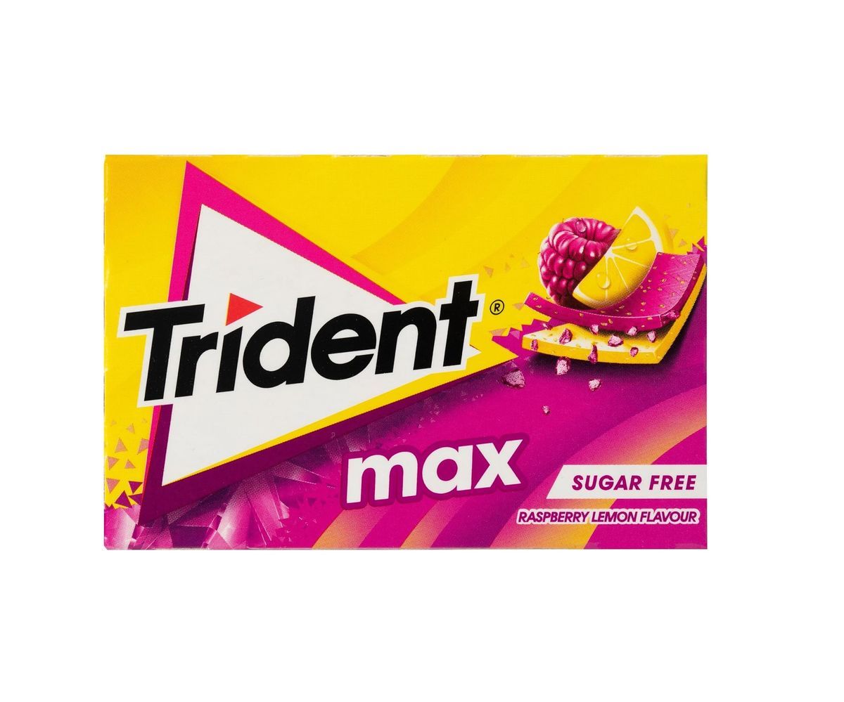 Trident Max Laminas Limon Y Frambuesa (12 unidades). Chicle Sin Azúcar Limon y Frambuesa