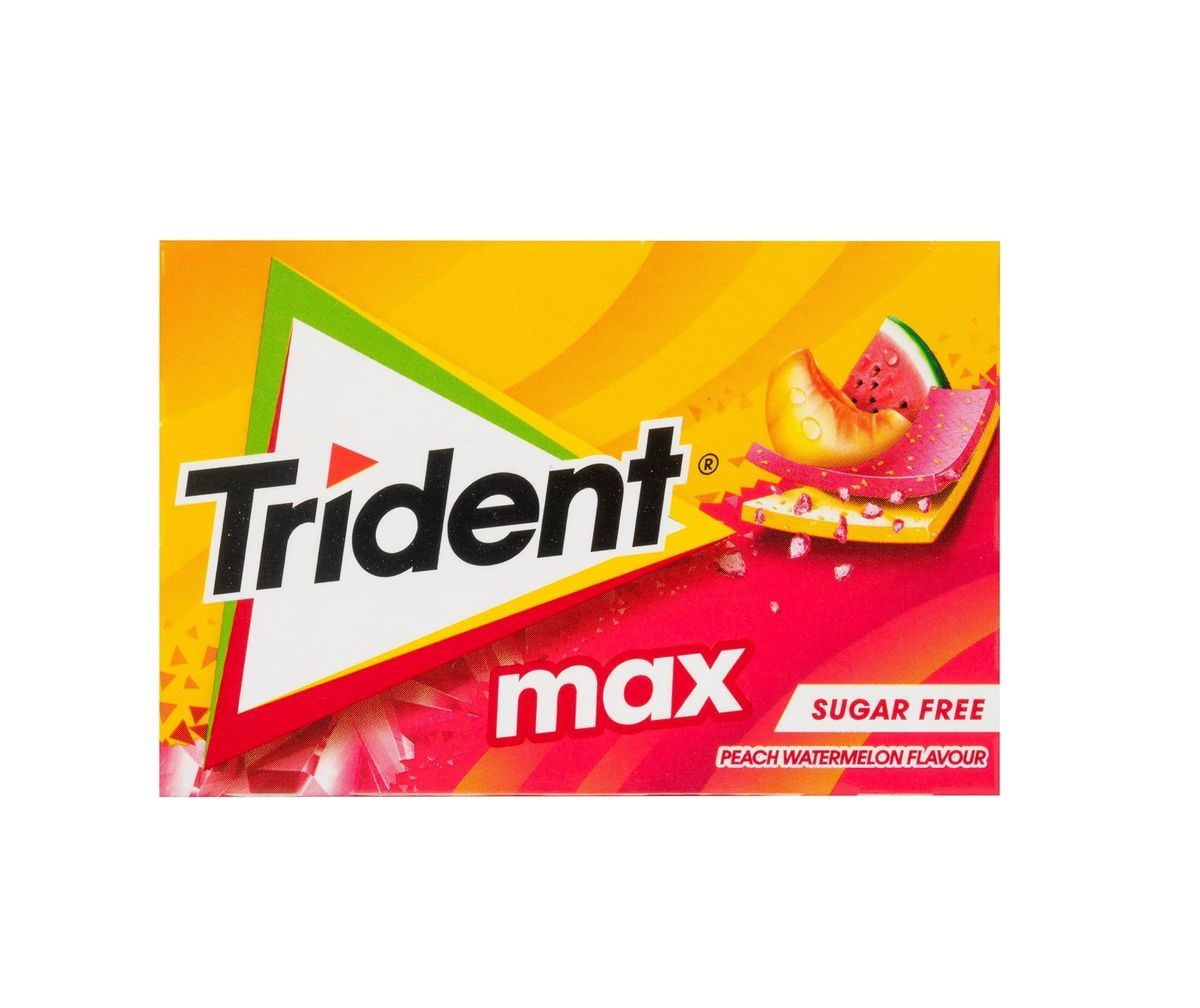Trident Max Laminas Melon y Sandia (12 unidades). Chicles Sin Azúcar de Melon y Sandia