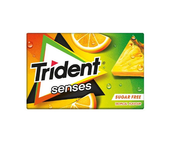 Trident Senses Tropical (12 unidades de 12 chiches). Chicle Sin azúcar tropical