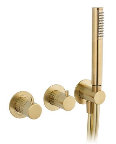 TRIM EMPOTRADO DE DUCHA HORIZONTAL, CON 3 SALIDAS, DECORADO CON PLAFONES