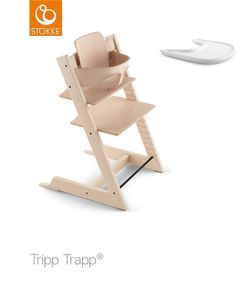 Trona Tripp Trapp Natural + Babyset  Natural + Bandeja Blanca de Stokke