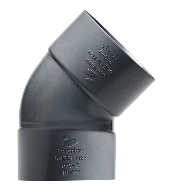 Tubería flexible de PVC CREARPLAST Crearflex y accesorios para evacuación. Acc.Pvc. Codo Hembra-Hembra 40-45º