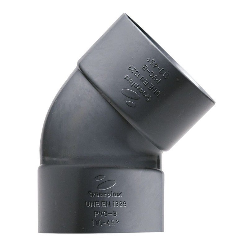 Tubería flexible de PVC CREARPLAST Crearflex y accesorios para evacuación. Acc.Pvc. Codo Hembra-Hembra 50-45º
