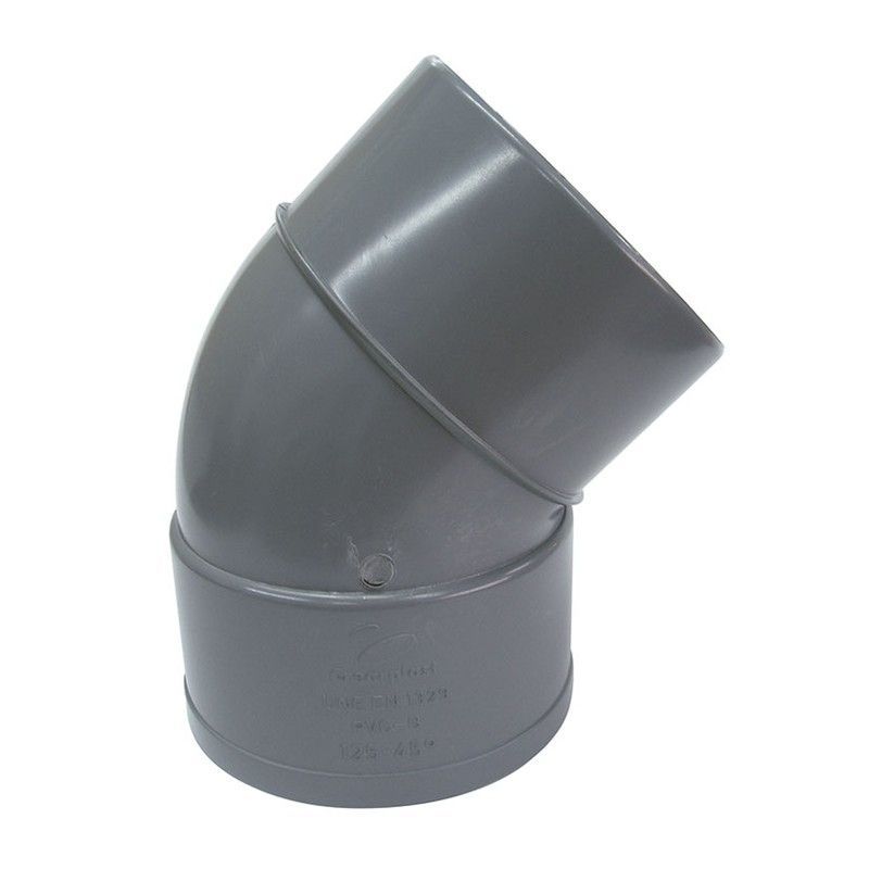 Tubería flexible de PVC CREARPLAST Crearflex y accesorios para evacuación. Acc.Pvc. Codo Macho-Hembra 75-45º