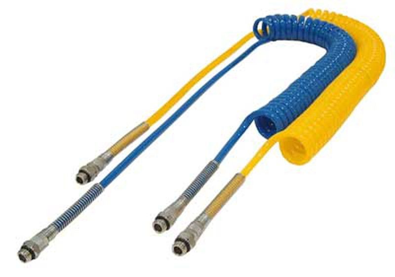 Tubo Espiral De Poliuretano De 98 Shore Con Terminales Rectos, Montada Con Racores De 1/4 y 3/8, Referencia ES