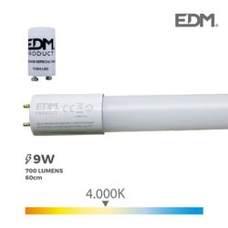 Tubo led t8 9w 700 lm 4000k luz dia (eq.18w) edm