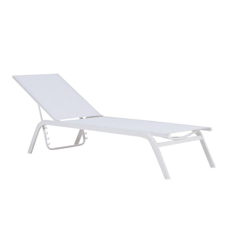 Tumbona de aluminio y textilene en blanco, 201 x 60 x 34-101 cm | Galt