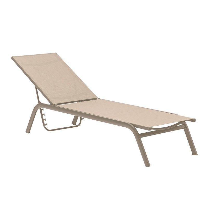 Tumbona de aluminio y textilene en topo, 201 x 60 x 34-101 cm | Galt