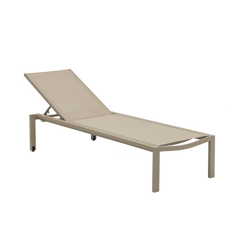 Tumbona de aluminio y textilene en topo, 75 x 200 x 34 cm | Bangor