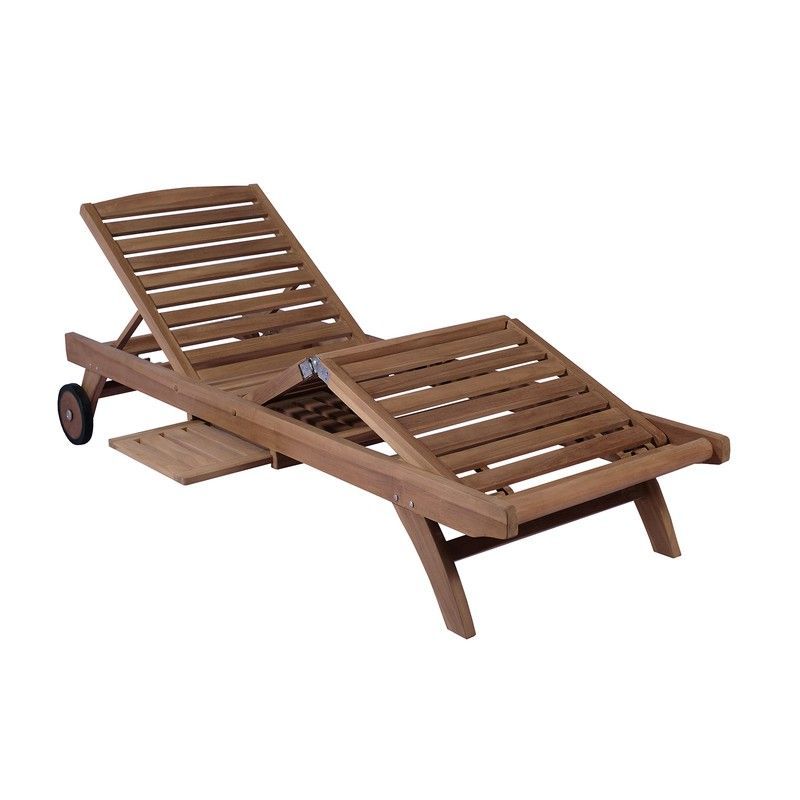 Tumbona de madera de teca en miel, 70,1 x 198 x 33,5 cm | Mati