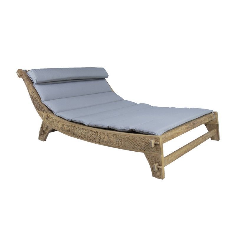 Tumbona doble de madera de teca reciclada en natural, 145 x 224 x 91 cm | Lalong