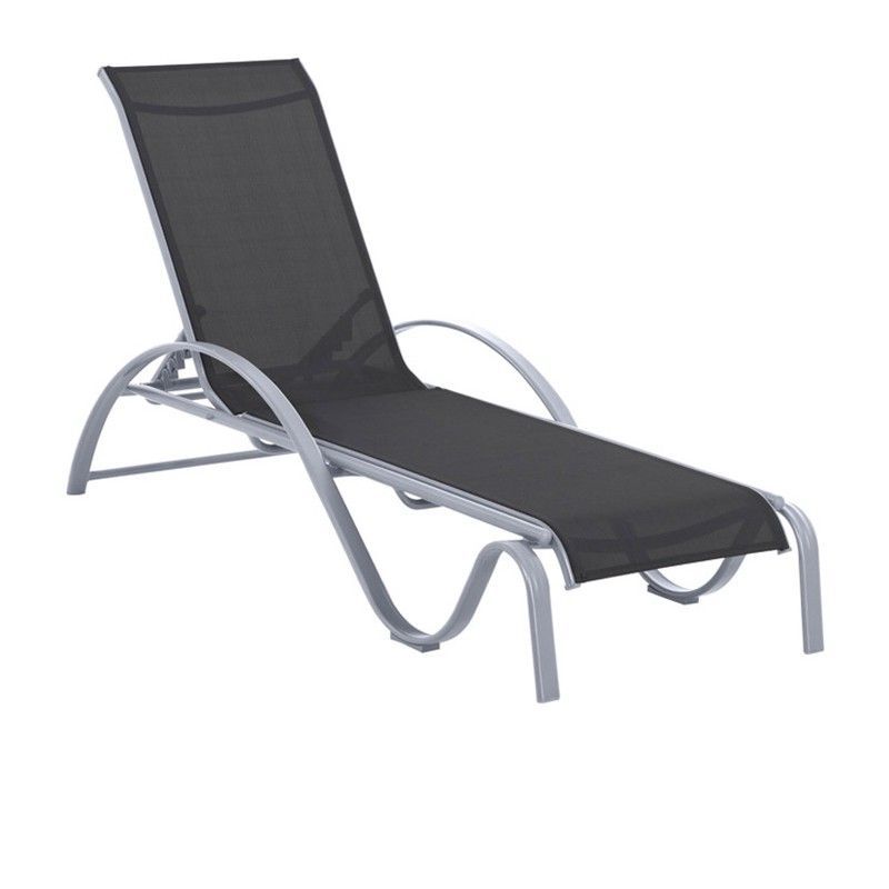 Tumbona jardín acero y textilene en color negro.
