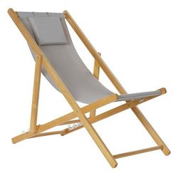 Tumbona plegable, 57,5 x 113 x 77 cm, de madera en gris | Colección Sea side