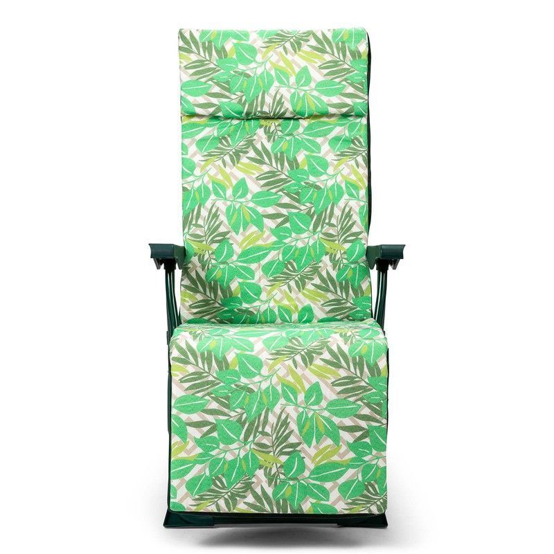 Tumbona plegable, 60 x 76 x 108 cm, de acero y tejido en verde | Colección Hojas