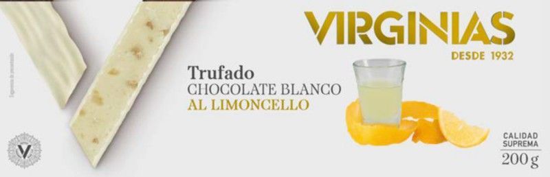 Turrón chocolate blanco al limoncello virginias 200 grs sin gluten