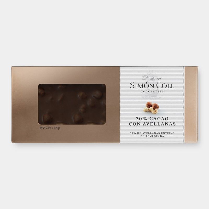 Turrón Chocolate Negro 70% Avellana Artesano 250 grs Simón Coll