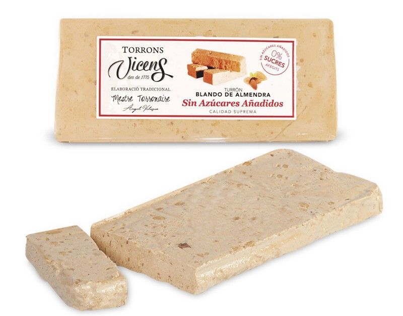 Turrón Sin Azúcar Vicens Blando almendra con edulcorantes 250g