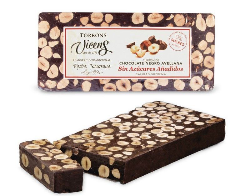 Turrón Sin Azúcar Vicens Chocolate avellana con edulcorantes 250g