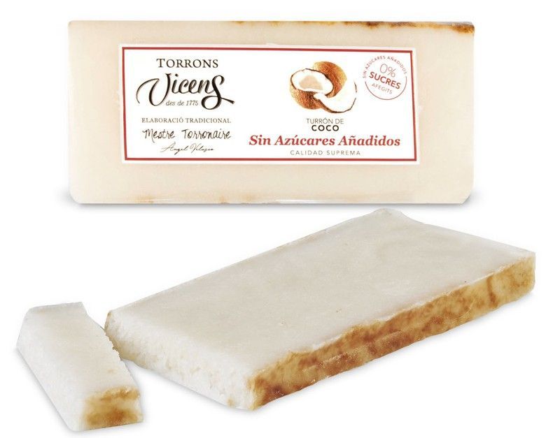 Turrón Sin Azúcar Vicens Coco con edulcorantes 250g