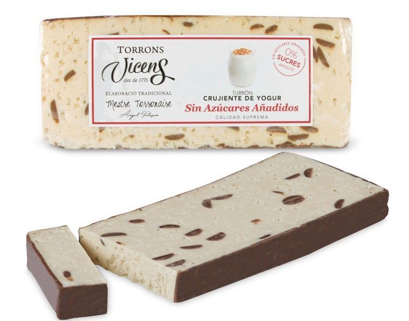 Turrón Sin Azúcar Vicens yogur crujiente con edulcorantes 250g