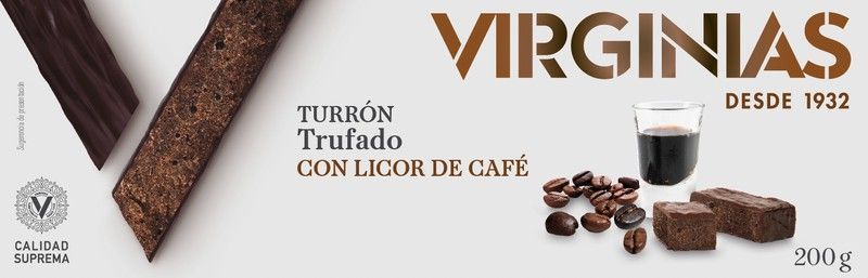 Turrón trufado al licor de café virginias 200 grs sin gluten