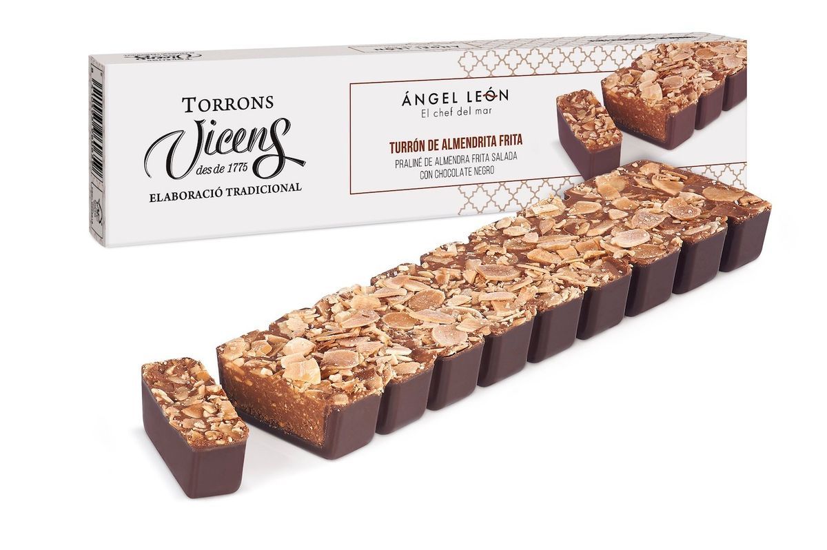 Turrón Vicens de Almendra Frita Chef Ángel León 300g en Estuche Especial para Regalo