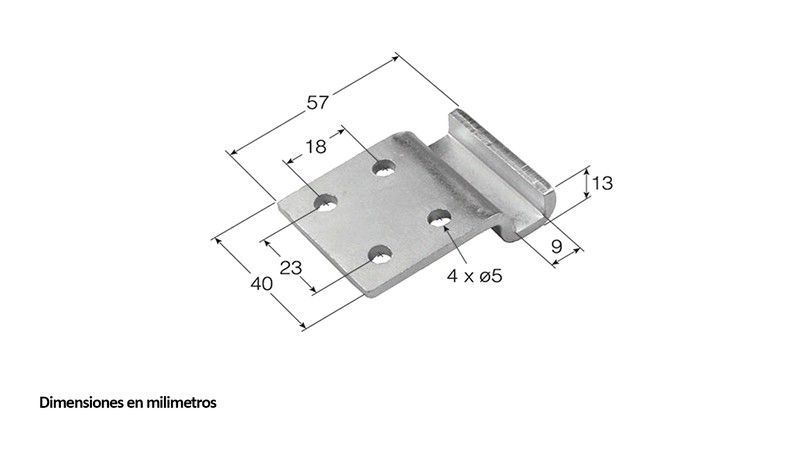 Uña estampada en hierro cincado 4 agujeros